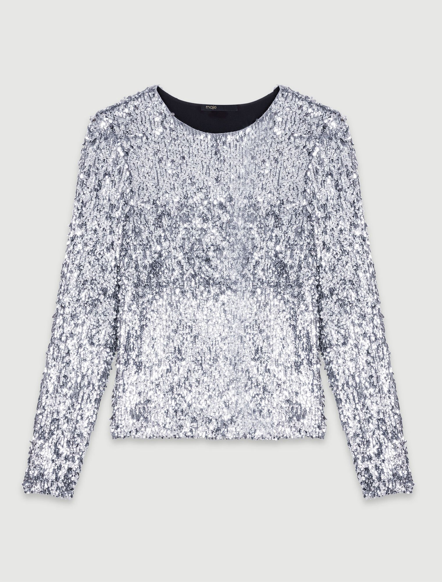 Long sleeve sequin top Maje