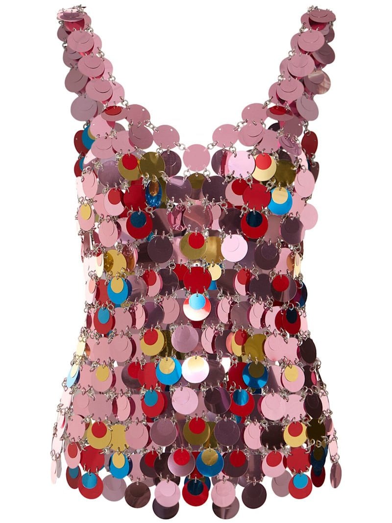 Mesh top with multicolor sequins Rabanne