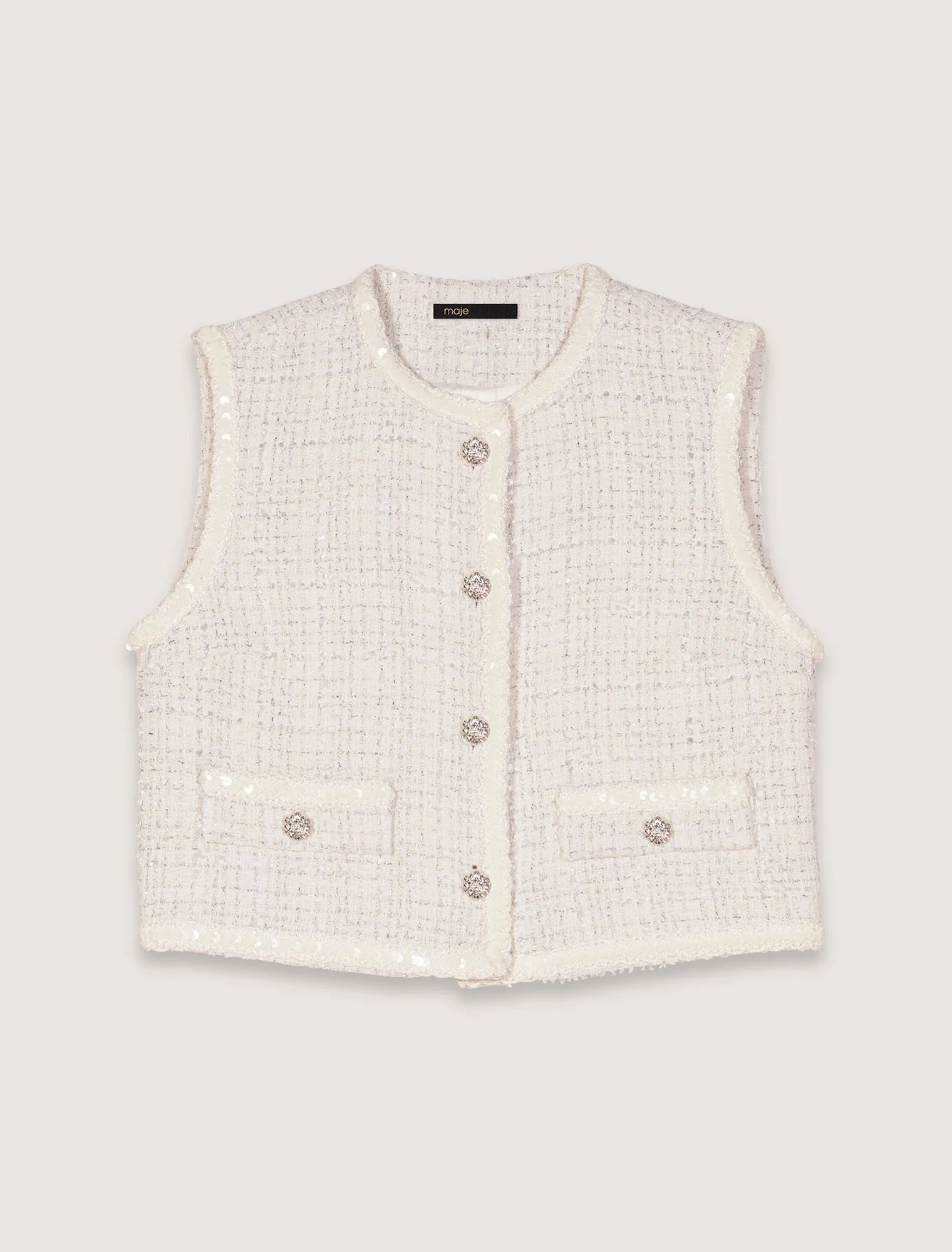 White sequin vest Maje