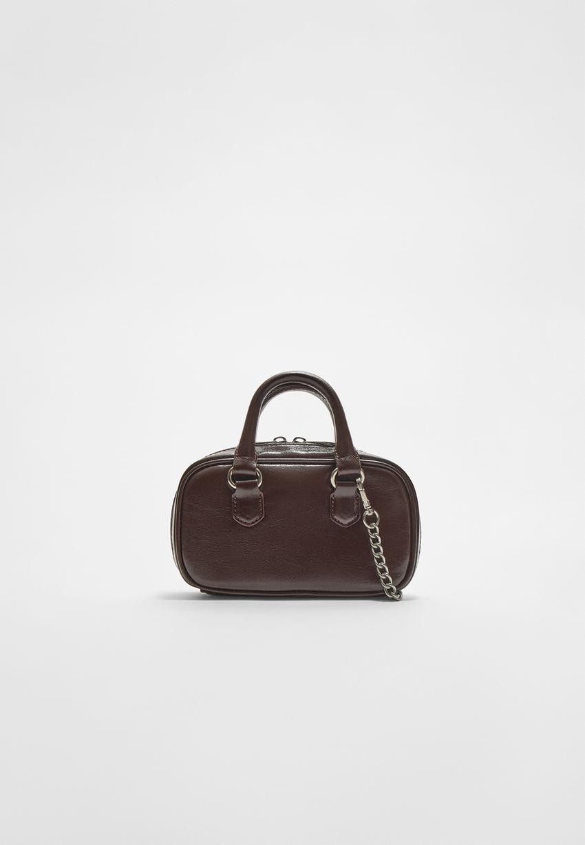 Mini brown bowling bag Stradivarius