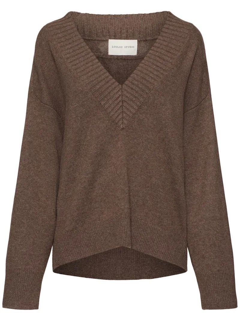 Brown V-neck sweater Loulou Studio