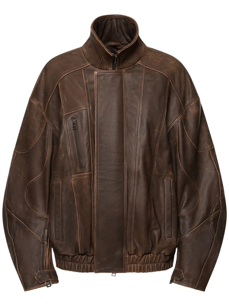 Brown leather jacket for women Manokhi