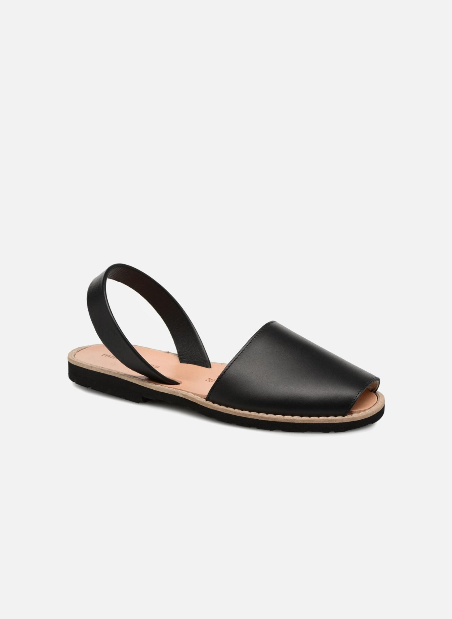 Black leather Avarcas Minorquines sandals