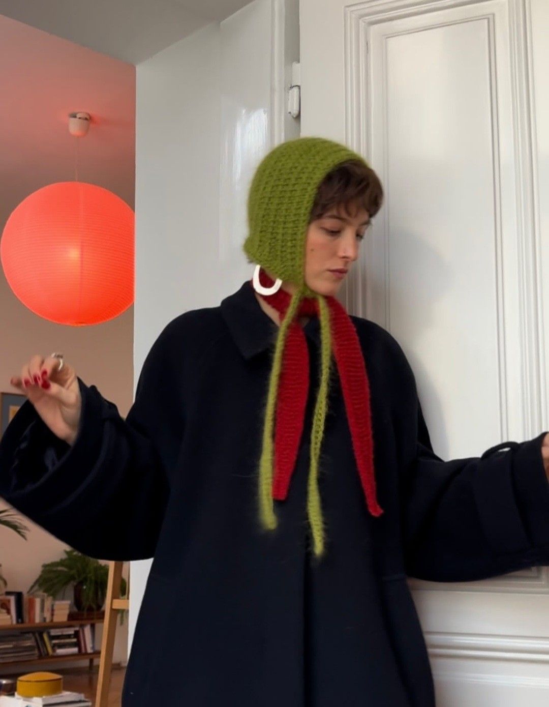 Crochet balaclava with cord