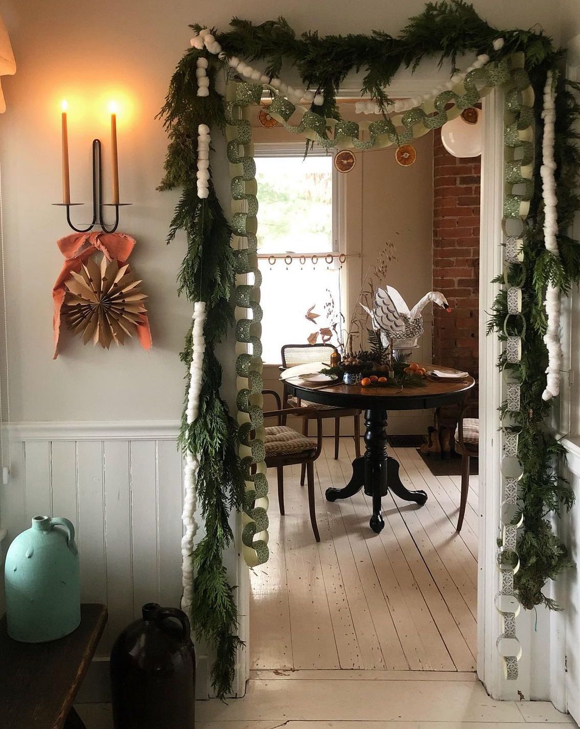 Cotton ball Christmas garland idea