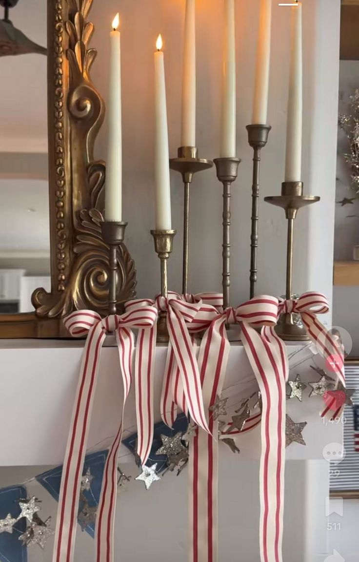Candle decorations with ribbons