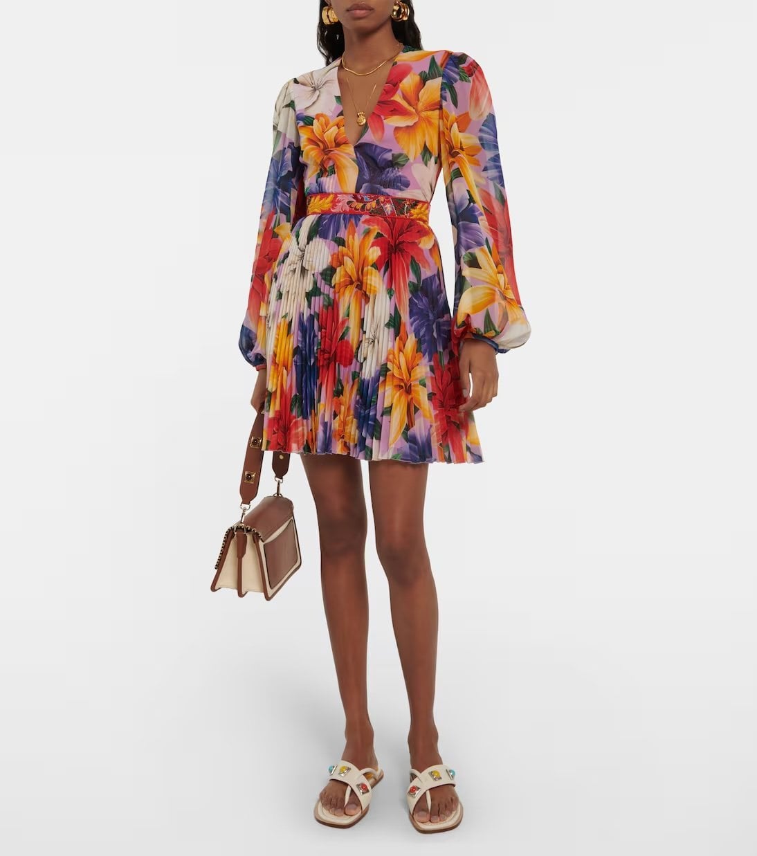 Short long-sleeve floral dress Etro
