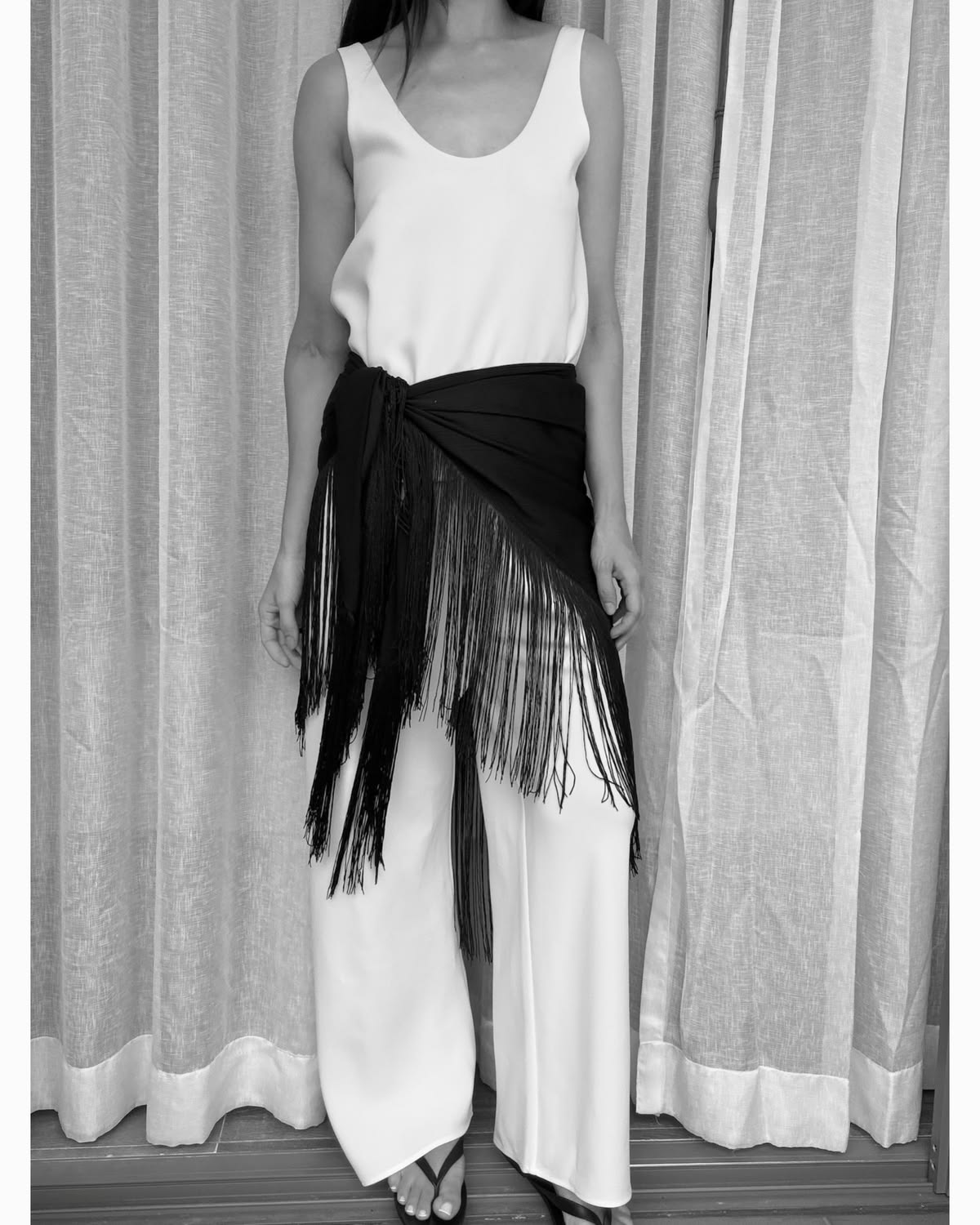Scarf belt: how to wear a scarf at the waist? 6 foulard franges scarf belting