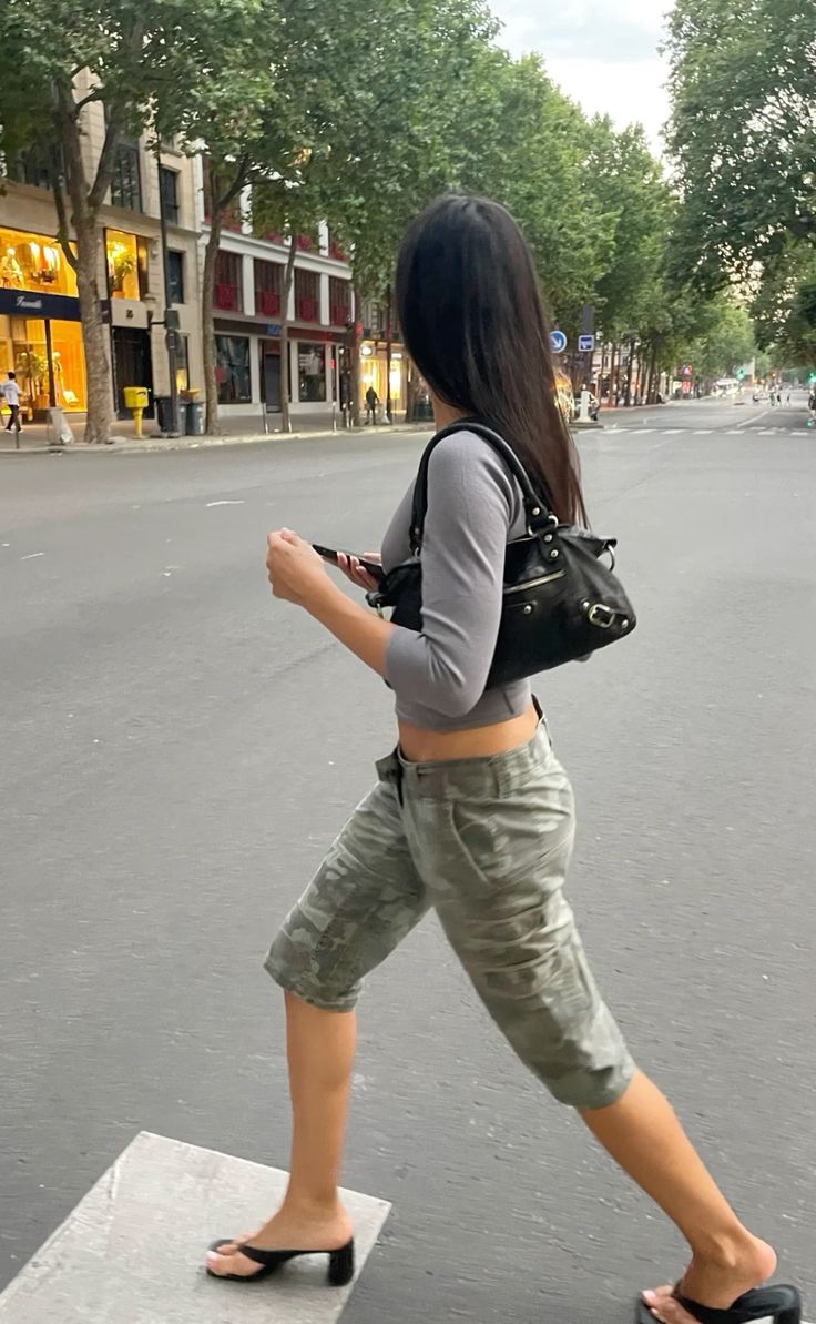 Military look capri pants